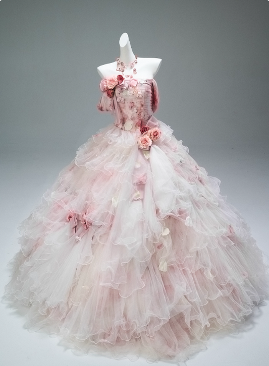 Gorgeous Prom Dress Off Shoulder Ruffle Pleated Ball Gown Gala Dress Evening Dress Quinceanera 16 Dress  D2638