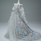 Pretty Prom Dress Off Shoulder Tulle Print Ball Gown Evening Dress Sweet 16 Dress Gala Dress  D2641