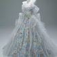 Pretty Prom Dress Off Shoulder Tulle Print Ball Gown Evening Dress Sweet 16 Dress Gala Dress  D2641
