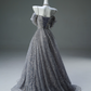 Shiny Prom Dress A Line Spaghetti Straps Pleated Prom Gown Evening Dress Gala Dress  D2642