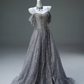 Shiny Prom Dress A Line Spaghetti Straps Pleated Prom Gown Evening Dress Gala Dress  D2642