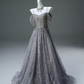 Shiny Prom Dress A Line Spaghetti Straps Pleated Prom Gown Evening Dress Gala Dress  D2642