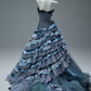 Pretty Prom Dress Strapless Tiered Pearl Ball Gown Evening Dress Gala Dresses  D2643