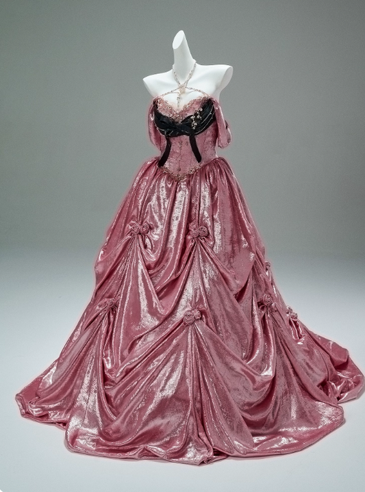 Shiny Prom Dress Pink Sweetheart Pleated Ball Gown Gala Dress Evening Dresses Masquerade Ball   D2648