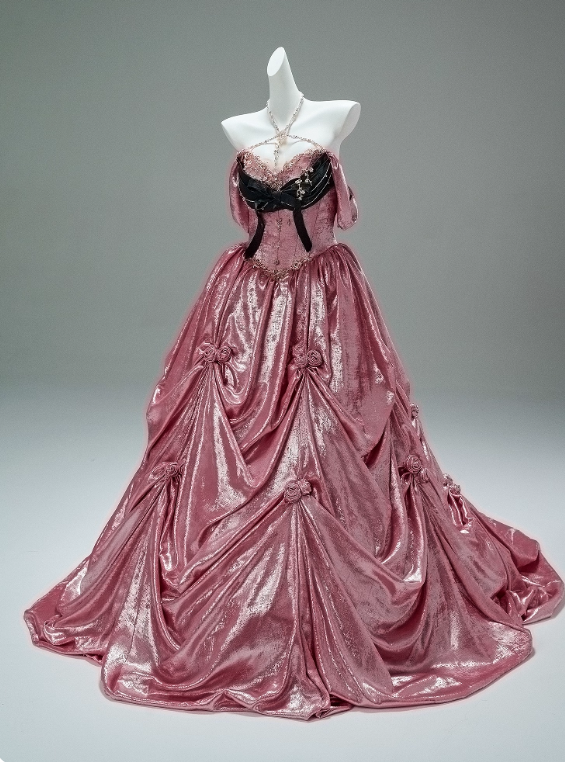 Shiny Prom Dress Pink Sweetheart Pleated Ball Gown Gala Dress Evening Dresses Masquerade Ball   D2648