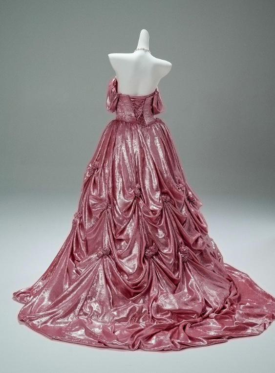 Shiny Prom Dress Pink Sweetheart Pleated Ball Gown Gala Dress Evening Dresses Masquerade Ball   D2648