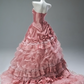 Sweet Prom Dress Strapless Tiered Pleated Ball Gown Evening Dress Quinceanera Dress Gala Dresses   D2649