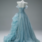Charming Prom Dress A Line Strapless Ruffle Prom Gown Evening Dresses Masquerade Ball Sweet 16 Dress    D2653