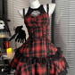 Pretty Crew Neck Checkered Short Women Dress Halloween Costumes Cosplay Dress  D2663