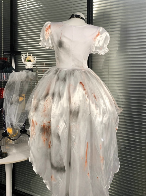 Puffed Sleeve Pleated Halloween Costumes Cosplay Dress Short Women Dress      D2667
