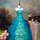 Sweet Prom Dress Strapless Tiered Ball Gown Evening Dress Quinceanera Dress   D2675