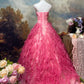 Sweet Prom Dress Strapless Tulle Pleated Ball Gown Evening Dress Quinceanera Dress   D2677