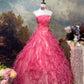 Sweet Prom Dress Strapless Tulle Pleated Ball Gown Evening Dress Quinceanera Dress   D2677