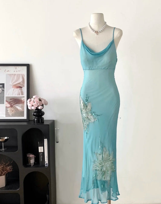 Pretty Prom Dress Spaghetti Straps Sequins Prom Gown Evening Dress Party Dress  D2683