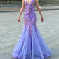 Stunning Prom Dress Spaghetti Straps Tulle Mermaid Prom Gown Evening Dress Party Dress  D2684
