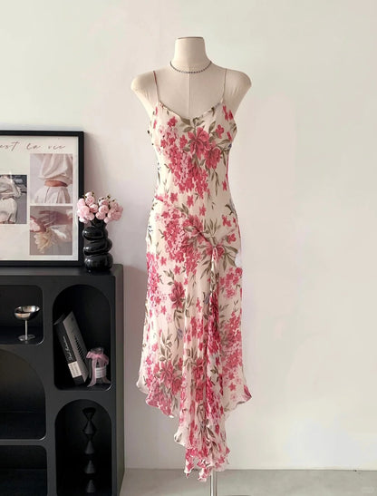 Pretty Woman Summer Dress Spaghetti Straps Print Party Dresses Vacation Dress   D2696