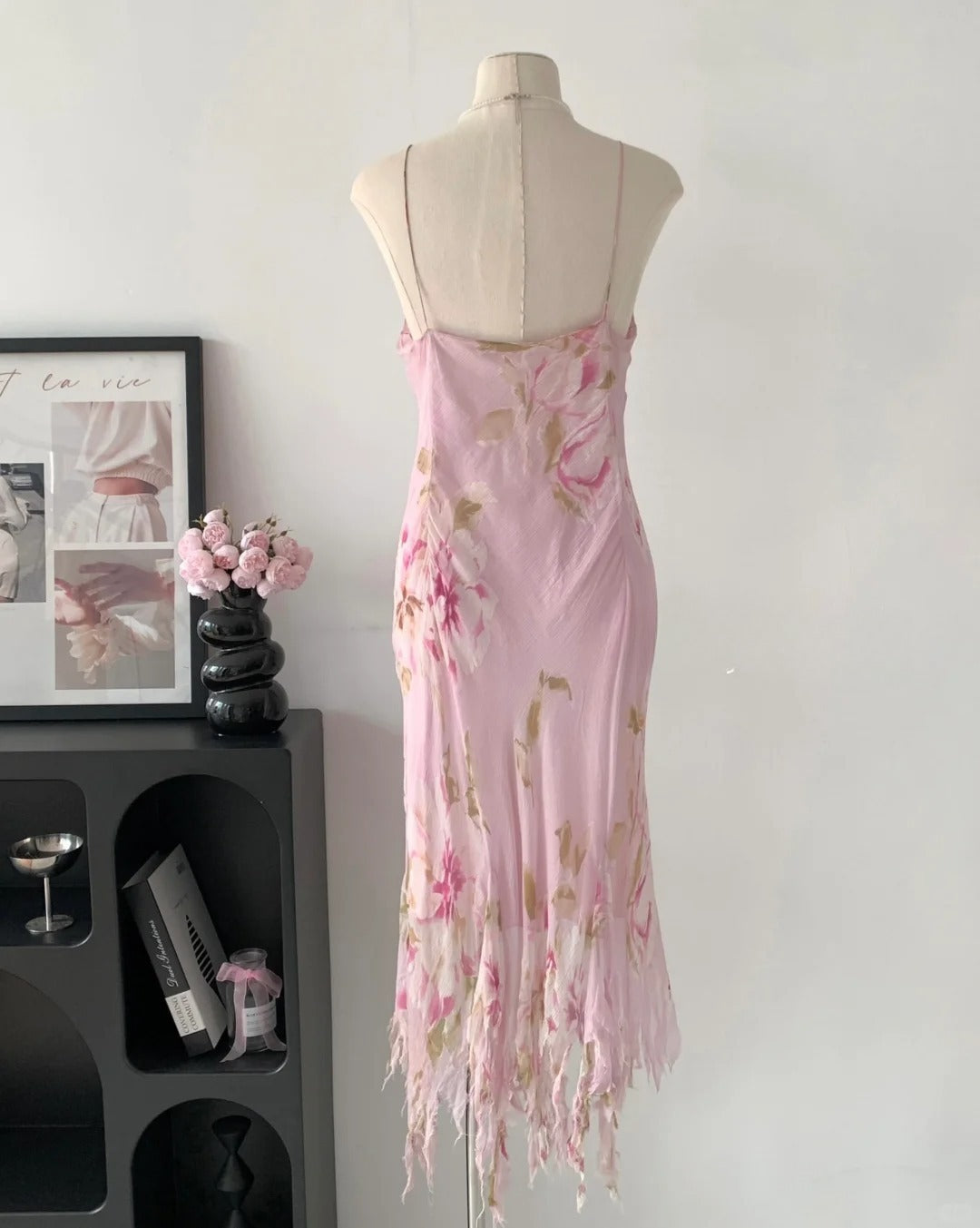 Beauty Woman Sommerkleid Spaghettiträger Asymmetrischer Saum Partykleider Urlaubskleid D2697