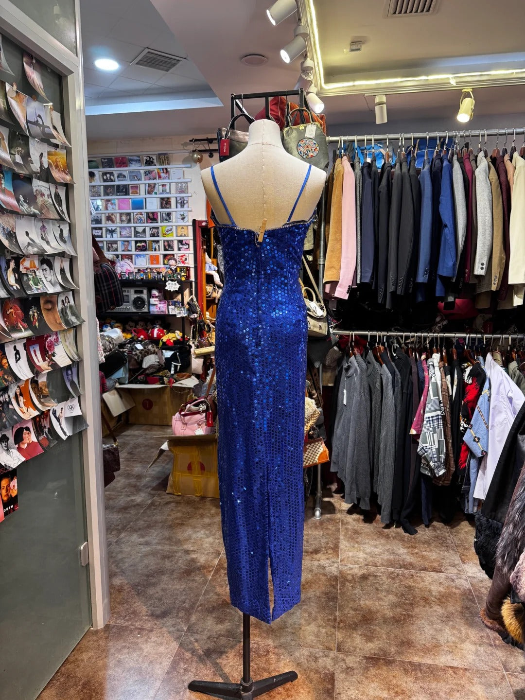 Shiny Prom Dress Spaghetti Straps Sequins Prom Gown Evening Dress Gala Dresses  D2698