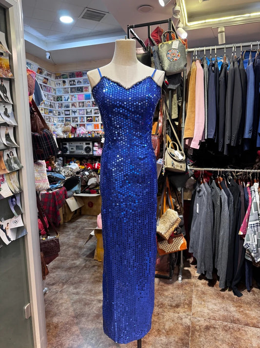 Shiny Prom Dress Spaghetti Straps Sequins Prom Gown Evening Dress Gala Dresses  D2698