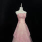 Sweet Prom Dress A Line Strapless Lace Evening Dress Birthday Party Dress Gala Dress D2711