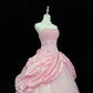 Cute Ball Gown Strapless Pleated Tulle Evening Dress Quinceanera Dress Prom Dress D2714