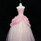 Cute Ball Gown Strapless Pleated Tulle Evening Dress Quinceanera Dress Prom Dress D2714