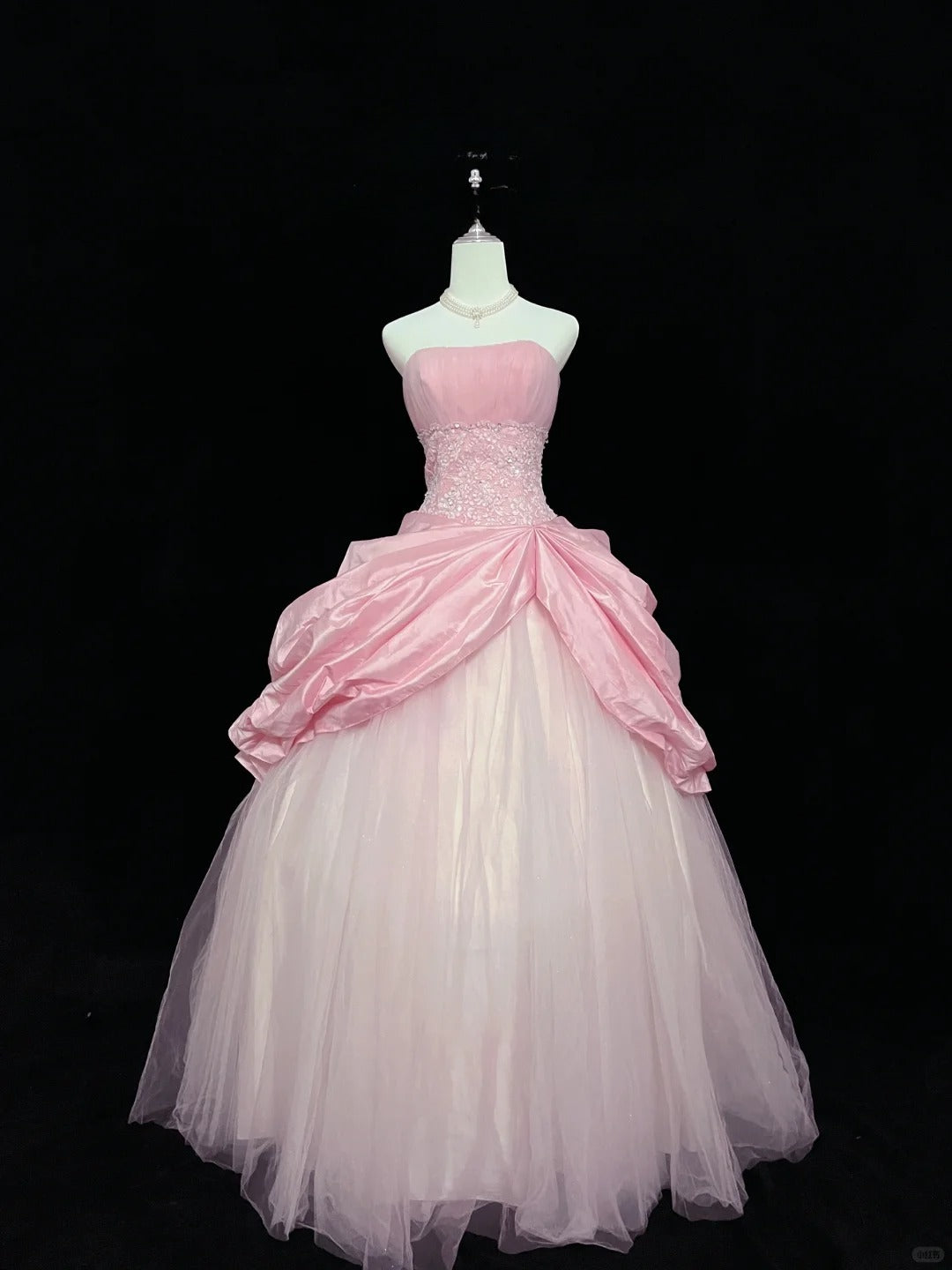 Cute Ball Gown Strapless Pleated Tulle Evening Dress Quinceanera Dress Prom Dress D2714