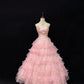 Sweet Ball Gown Strapless Tiered Ruffle Evening Dress Quinceanera Dress Prom Dress D2715