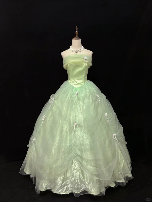 Sweet Prom Dress Strapless Pleated Tulle Birthday Dress Evening Dress Ball Gown D2716
