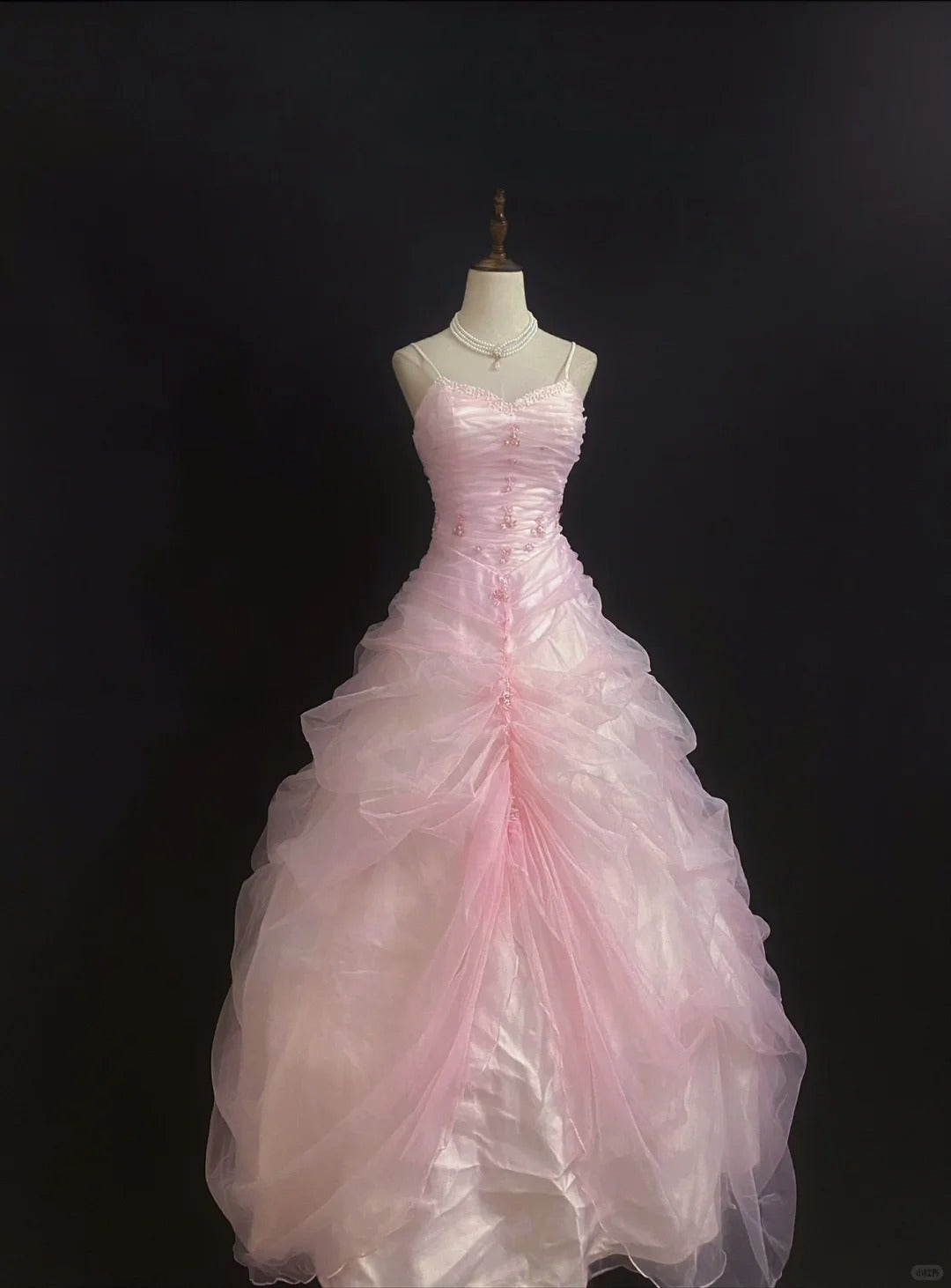 Beauty Ball Gown Spaghetti Straps Pleated Tulle Evening Dress 16th Dress Prom Dress D2719