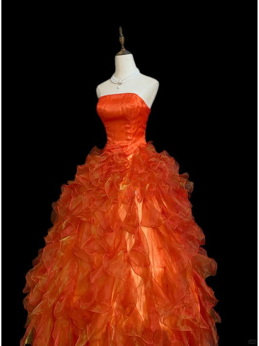 Sweet Ball Gown Strapless Pleated Ruffle Evening Dress 16th Dress Prom Dress D2720