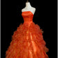 Sweet Ball Gown Strapless Pleated Ruffle Evening Dress 16th Dress Prom Dress D2720
