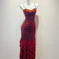 Charming Prom Dress Spaghetti Straps Ruffle Prom Gown Evening Dress Gala Dress  D2724