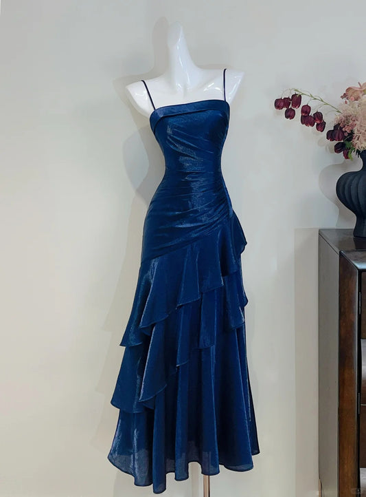Charming Prom Dress Spaghetti Straps Pleated Evening Dress Gala Dress  D2726