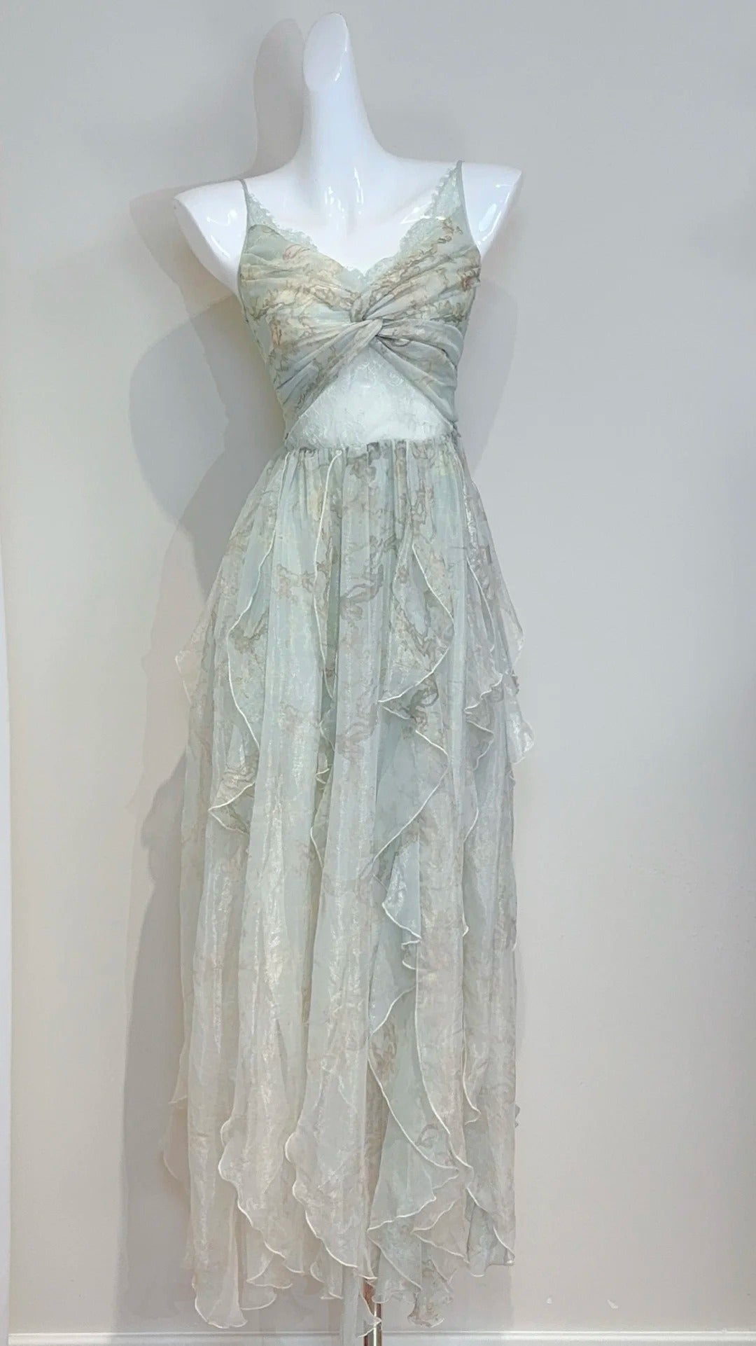 Pretty Prom Dress V-neck Pleated Print Gala Dress Evening Dress    D2728