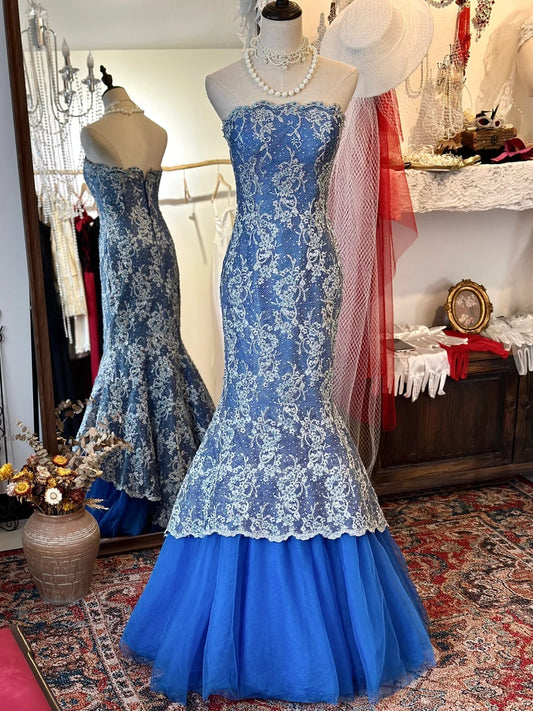 Elegant Prom Dress Strapless Lace Mermaid Evening Dress Gala Dress   D2744
