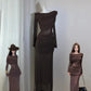 Sexy Prom Dress Crew Neck Pleated Birthday Party Dress Gala Dress  D2758