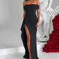 Sexy Prom Dress Off Shoulder Pleated Slit Wedding Guest Dress Party Dress Gala Dress  D2759