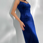 Elegant Women Dress Velvet Spaghetti Straps Slit Party Dress Wedding Guest Dress   D2762