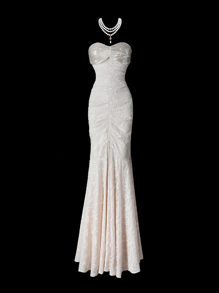Elegant Prom Dress Sweetheart Lace Sequins Mermaid Prom Gown Evening Dress Gala Dress    D2776