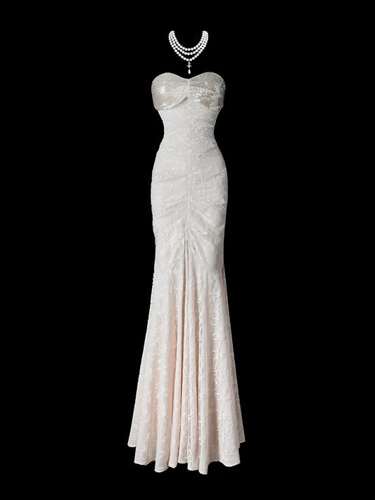 Elegant Prom Dress Sweetheart Lace Sequins Mermaid Prom Gown Evening Dress Gala Dress    D2776