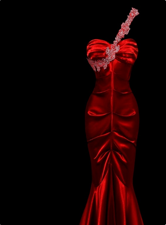 Pretty Prom Dress One Shoulder Pleated Mermaid Prom Gown Evening Dress Gala Dress     D2778