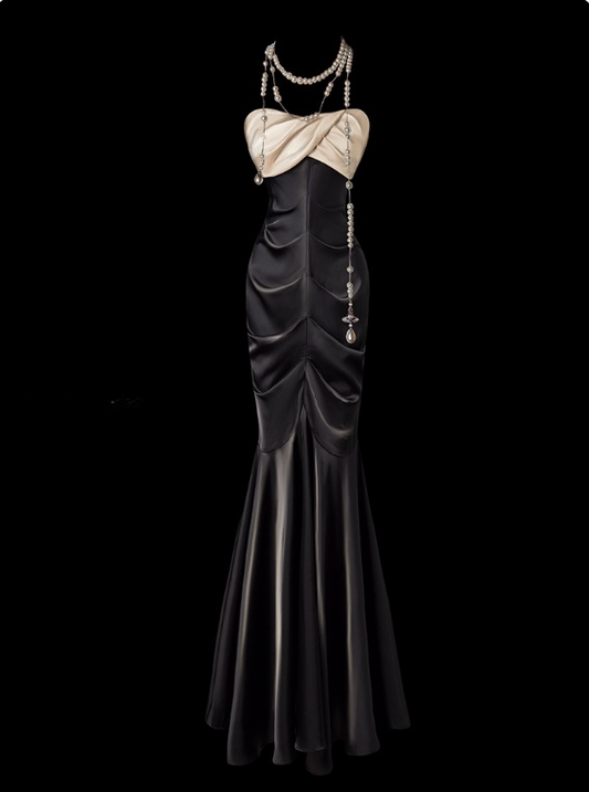 Elegant Prom Dress Strapless Pleated Mermaid Evening Dress Prom Gown Gala Dress   D2779