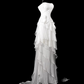 Beauty Prom Dress A Line Strapless Tiered Evening Dress Prom Gown Gala Dress    D2780