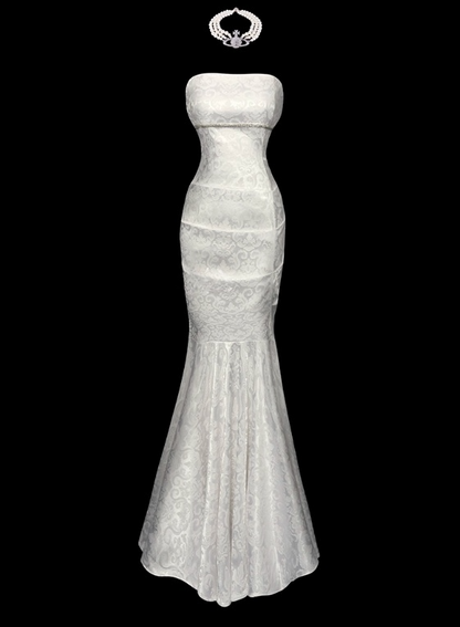 Elegant Prom Dress Strapless Pleated Print Mermaid Gala Dress Evening Dress Prom Gown   D2782