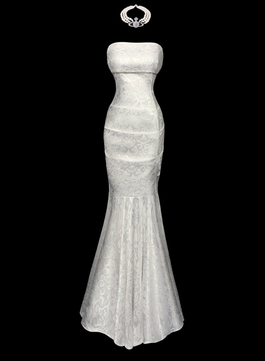 Elegant Prom Dress Strapless Pleated Print Mermaid Gala Dress Evening Dress Prom Gown   D2782