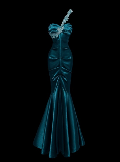 Elegant Prom Dress One Shoulder Pleated Mermaid Prom Dress Evening Dress Party Dress   D2788