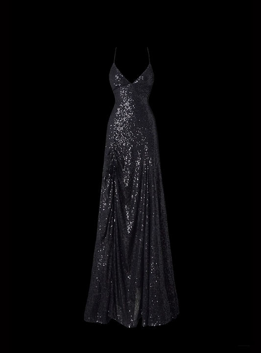 Shiny Prom Dress V-neck Pleated Evening Dress Prom Gown Gala Dress D2793
