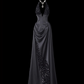 Shiny Prom Dress Black A Line Halter Pleated Evening Dress Gala Dress  D2794