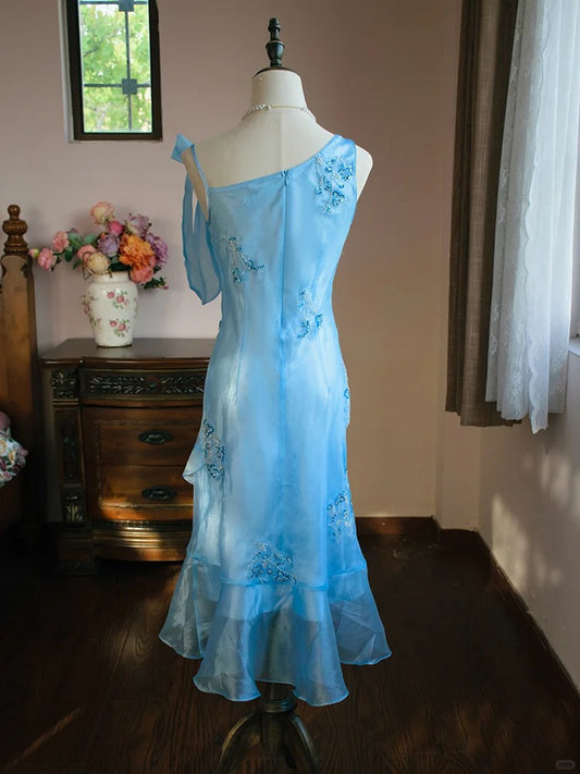 Sweet Prom Dress Asymmetrical Neck Beading Evening Dress Gala Dress Birthday Party Dress   D2799